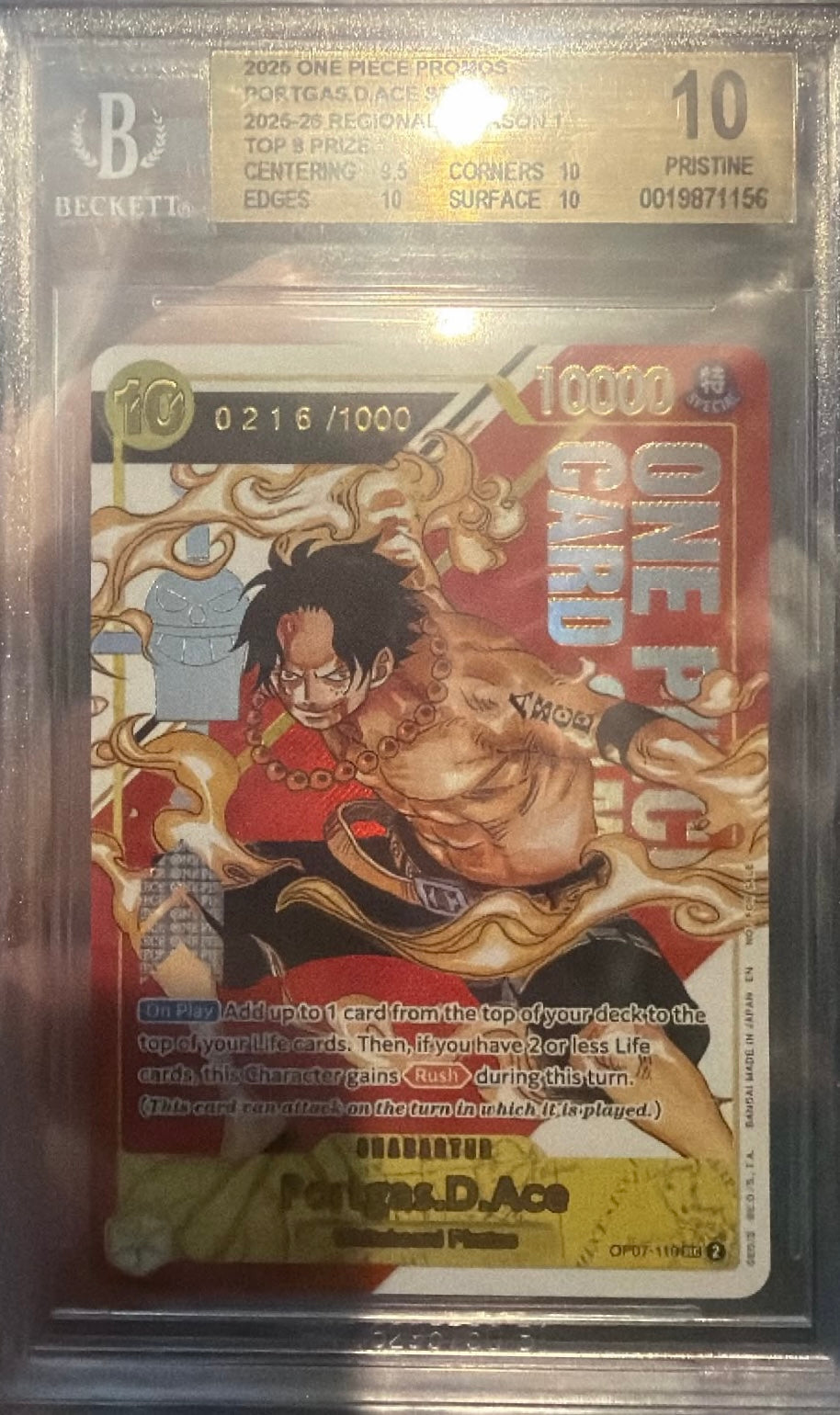 Portgas D. Ace 2025 Serial 216/1000 BGS 10