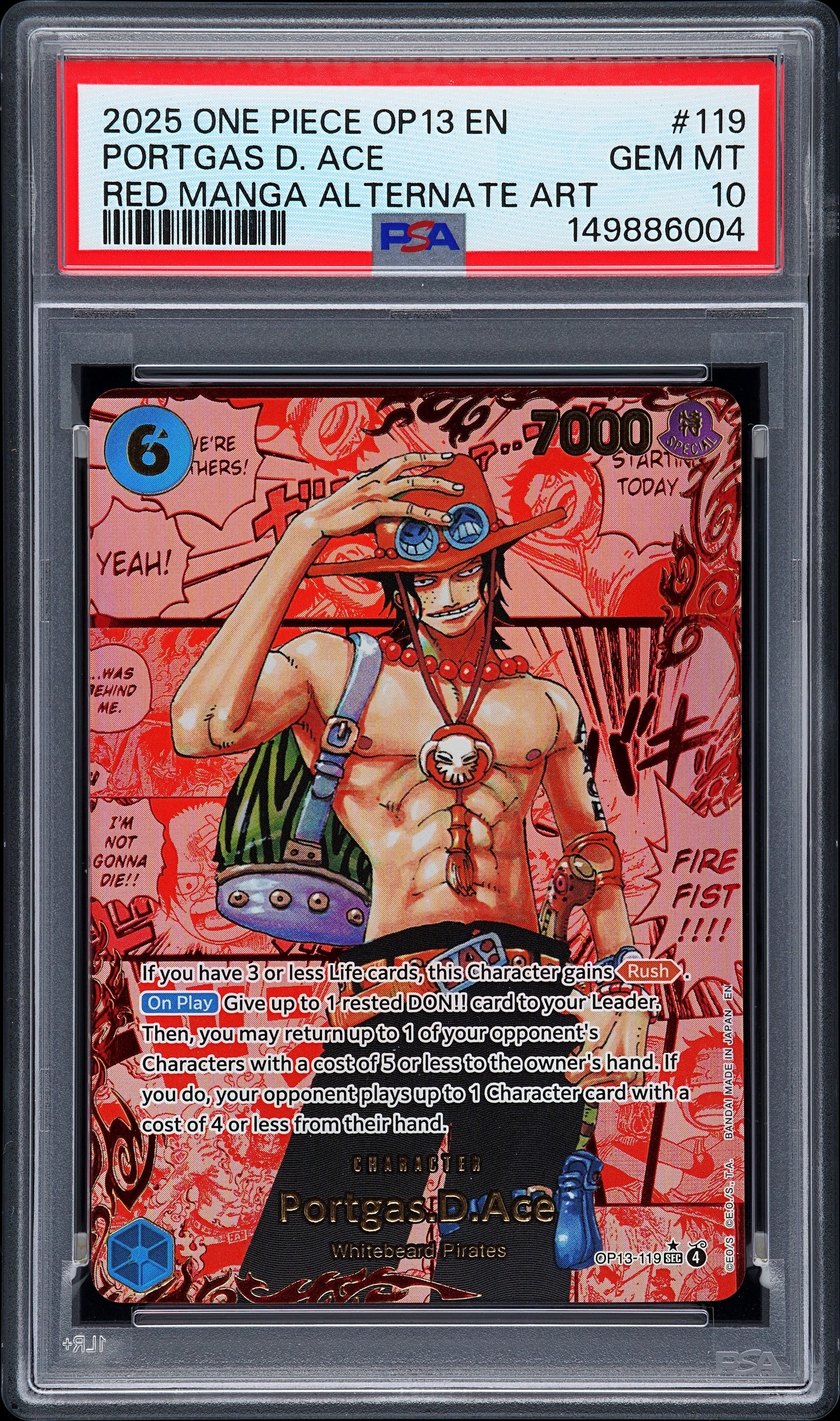 Portgas D. Ace Red Manga (OP13) PSA 10