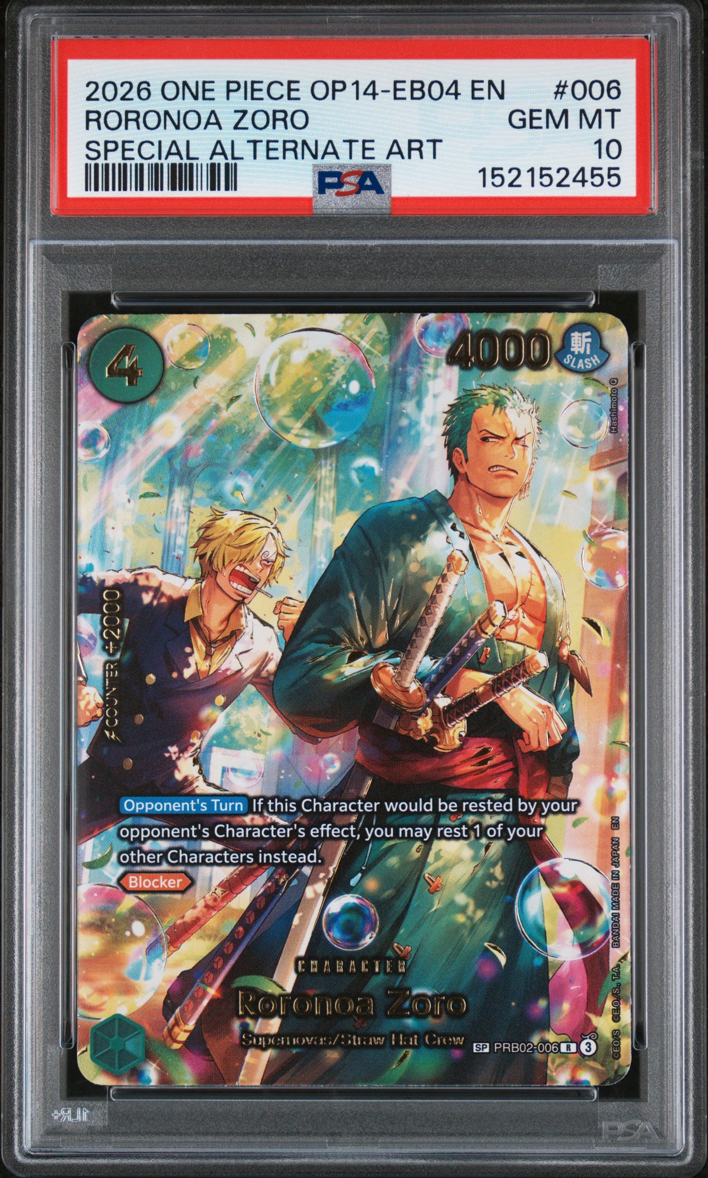 Roronoa Zoro SP (OP14) PSA 10