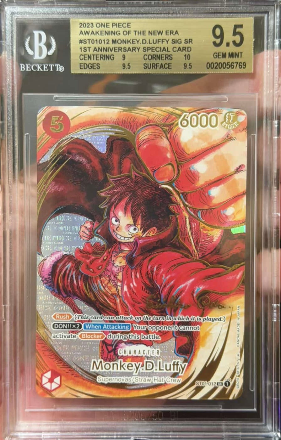 Monkey D. Luffy Oda Signature (OP05) BGS 9.5