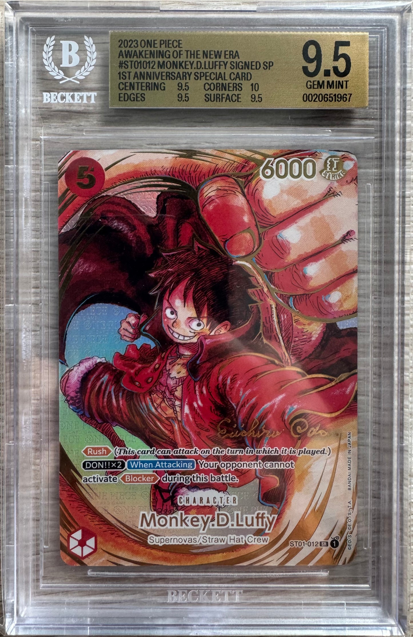 Monkey D. Luffy Oda Signature (OP05) BGS 9.5