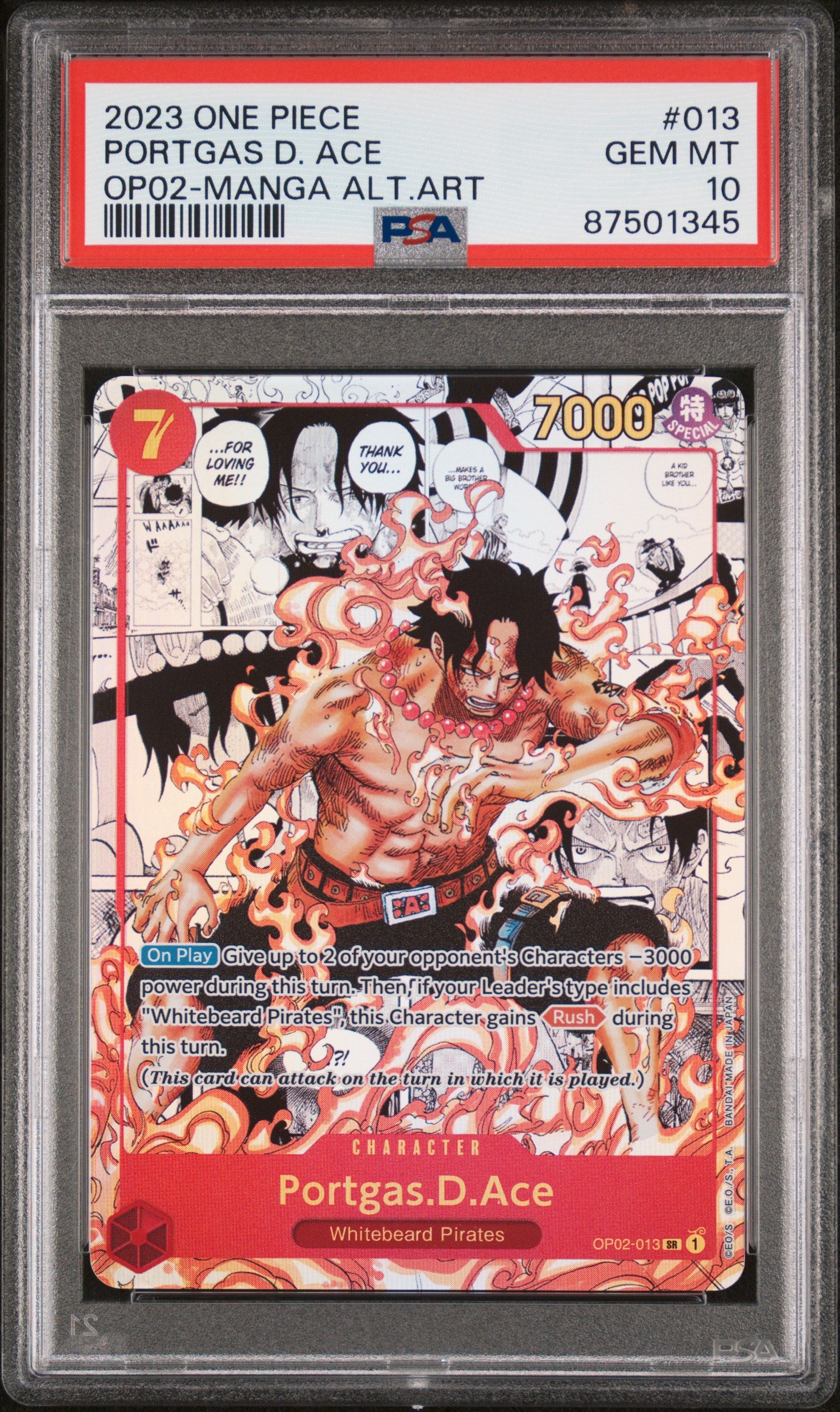 Portgas D. Ace Manga (OP02) PSA 10