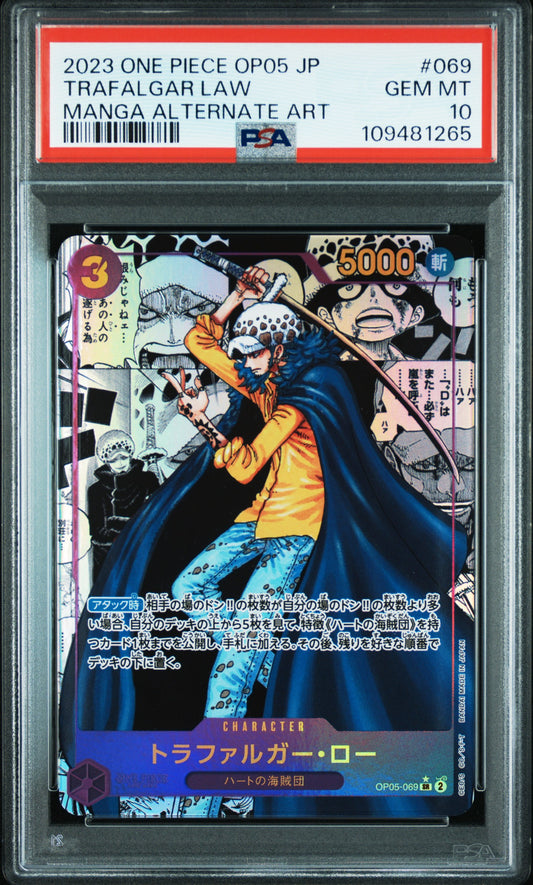 Trafalgar JP Law Manga (OP05) PSA 10