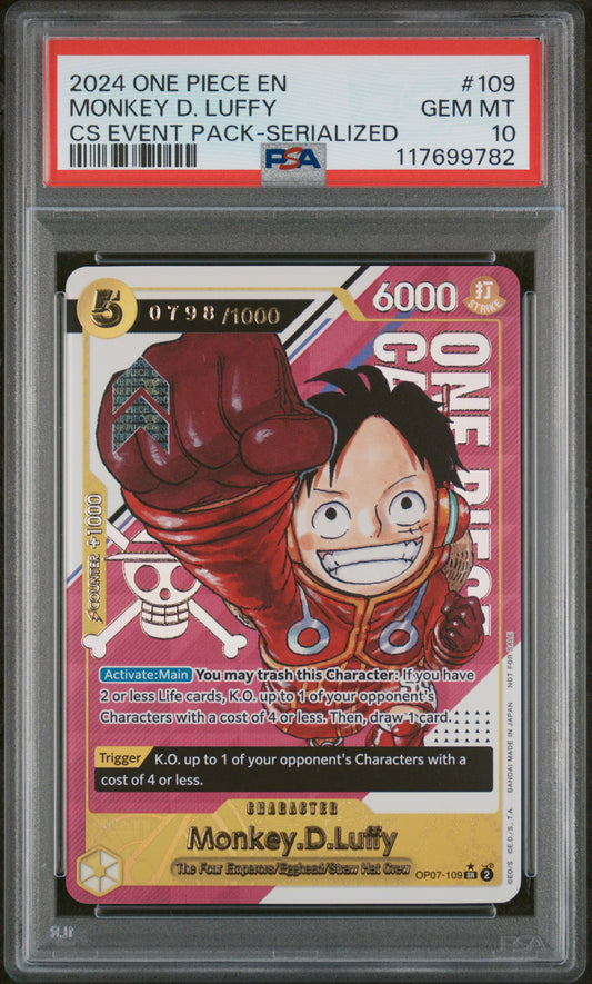 Monkey D. Luffy 2024 Serial 798/1000 PSA 10