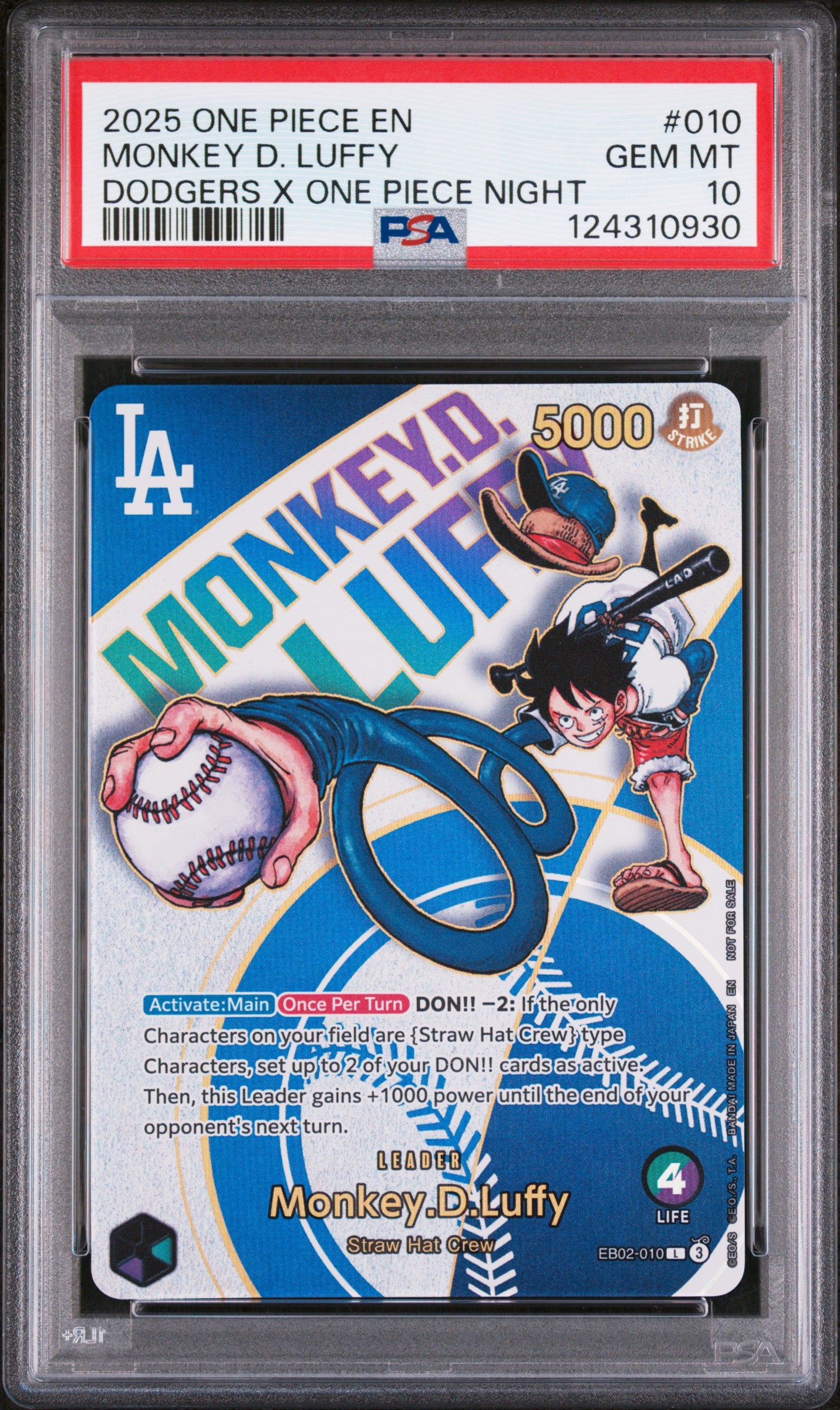 Monkey D. Luffy Dodgers Promo PSA 10