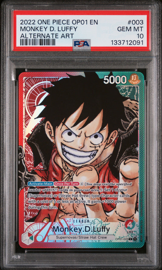 Monkey D. Luffy Leader Pre Errata (OP01) PSA 10