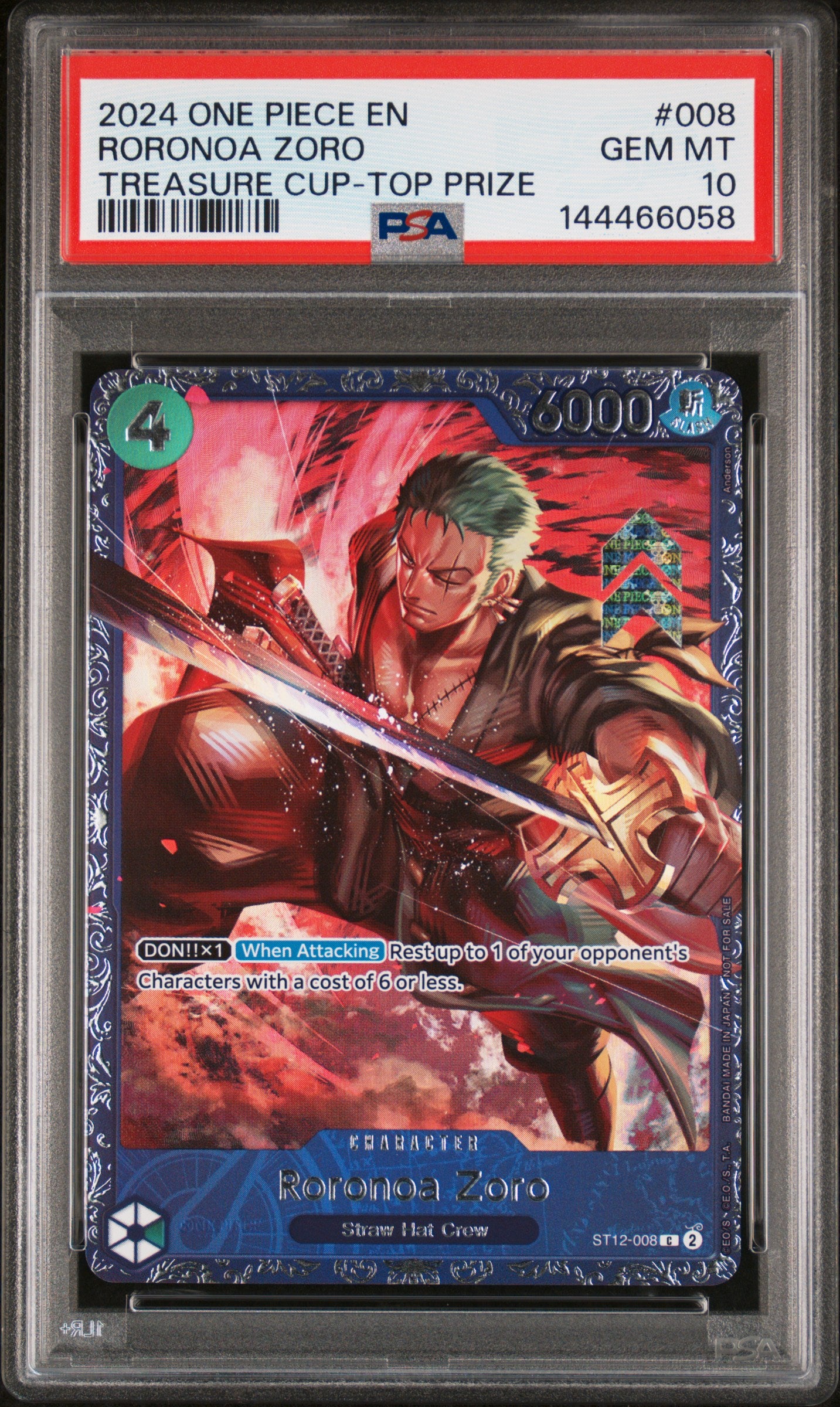 Roronoa Zoro 2024 Treasure Cup Top 64 PSA 10