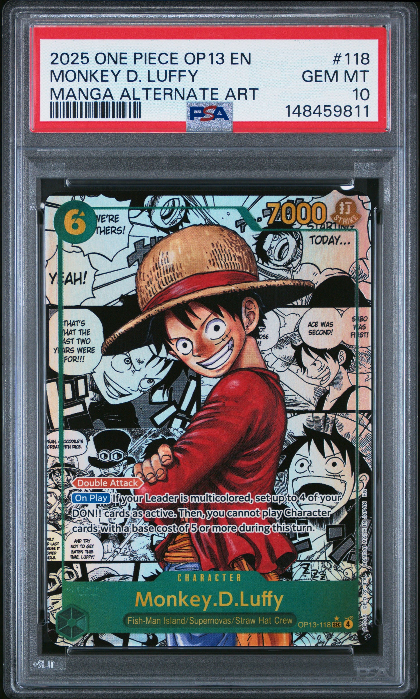Monkey D. Luffy Manga (OP13) PSA 10