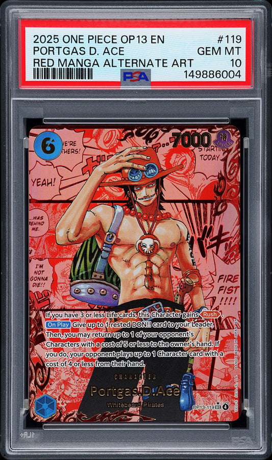 Portgas D. Ace Red Manga (OP13) PSA 10