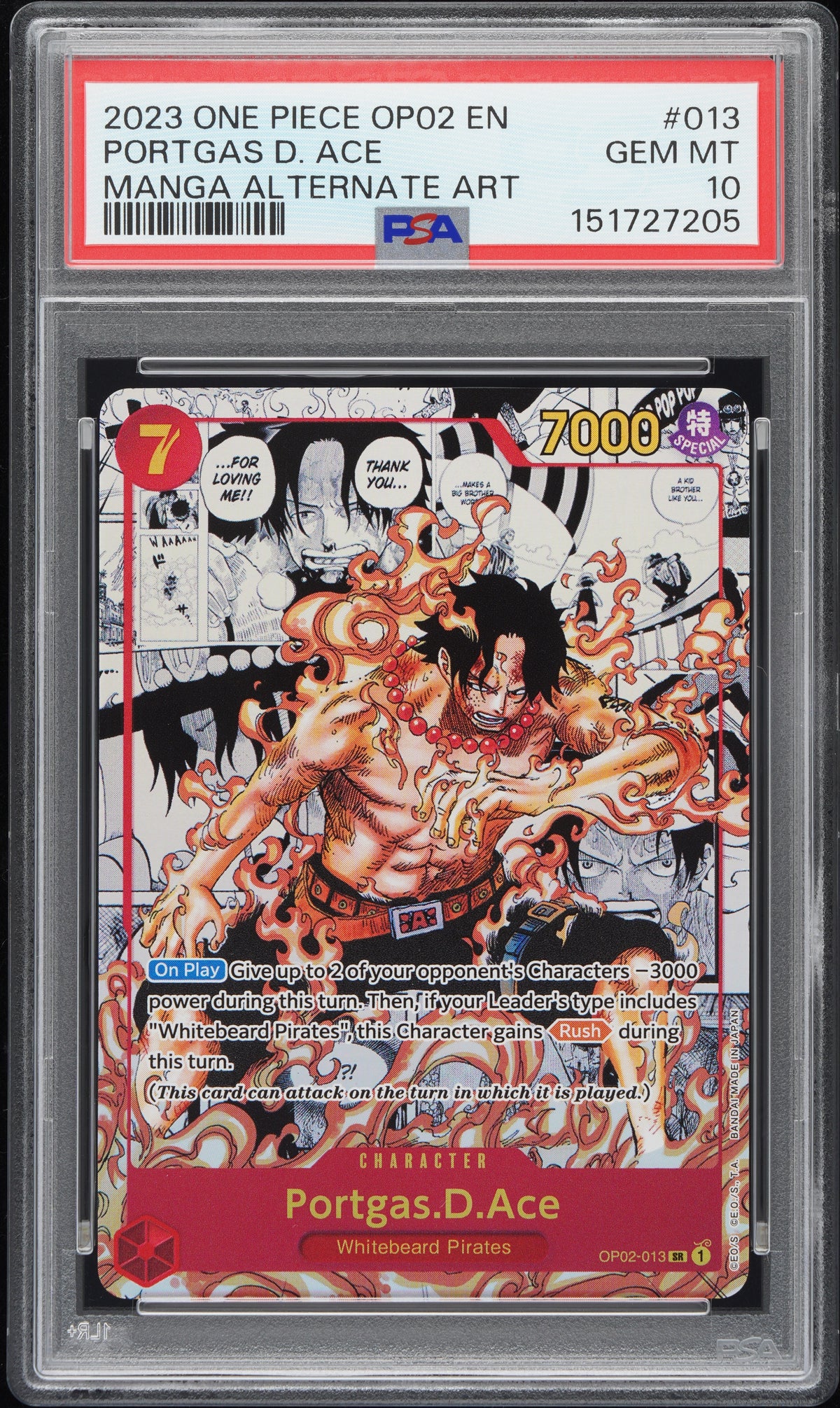 Portgas D. Ace Manga (OP02) PSA 10