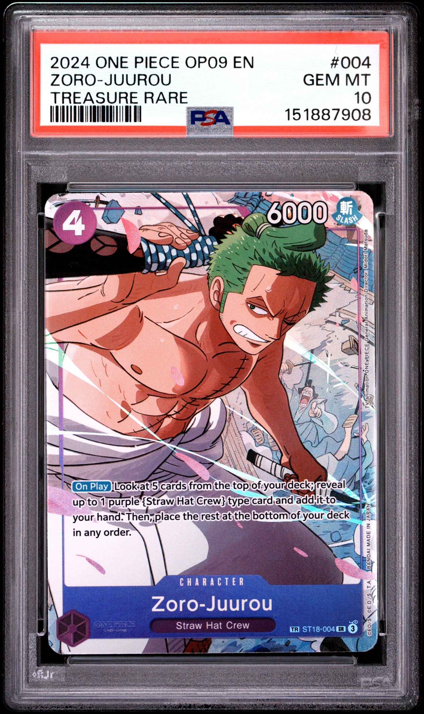 Roronoa Zoro Treasure Rare (OP09) PSA 10