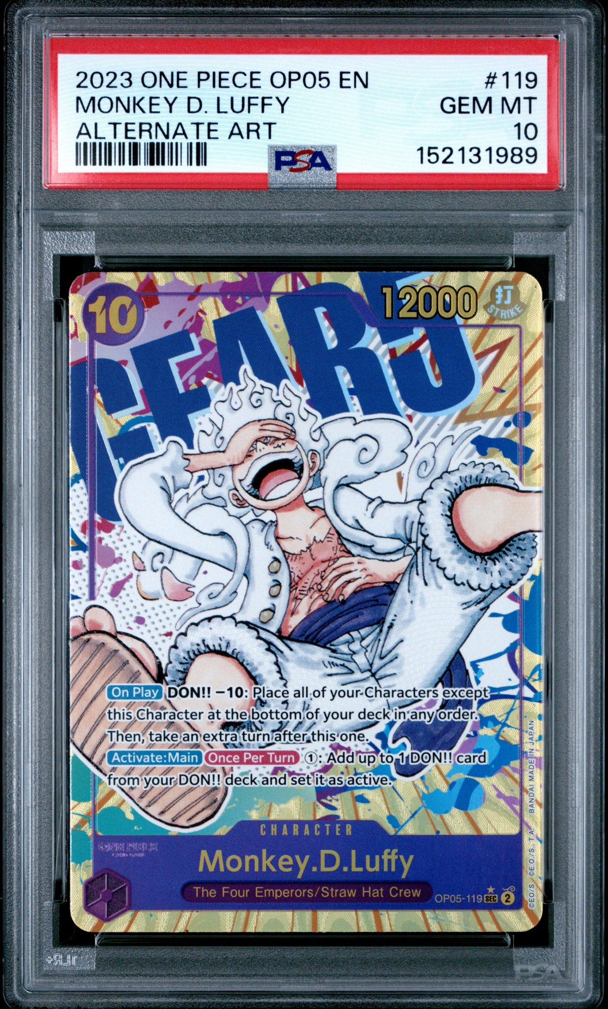 Monkey D. Luffy SEC Alt Art (OP05) PSA 10