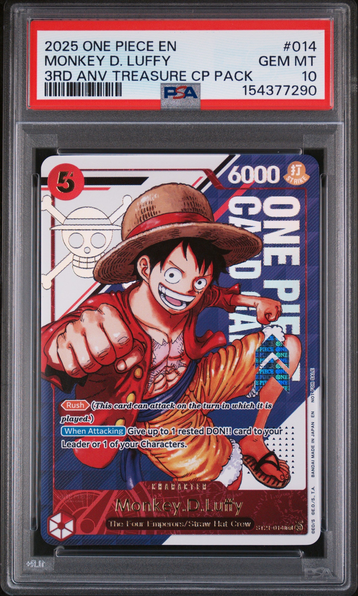 Monkey D. Luffy Promo 3rd Anniversary Treasure Campaign PSA 10