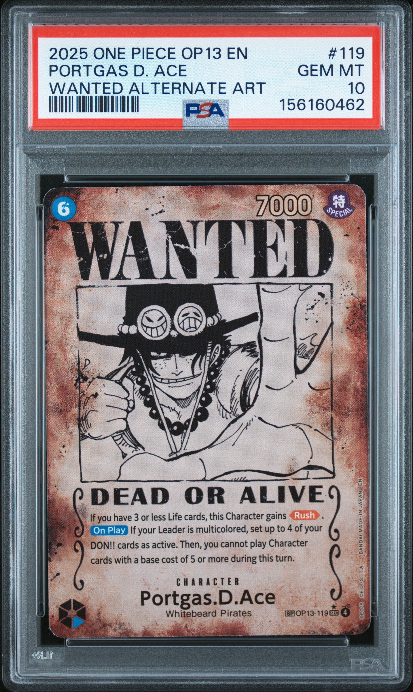 Portgas D. Ace Wanted (OP13) PSA 10