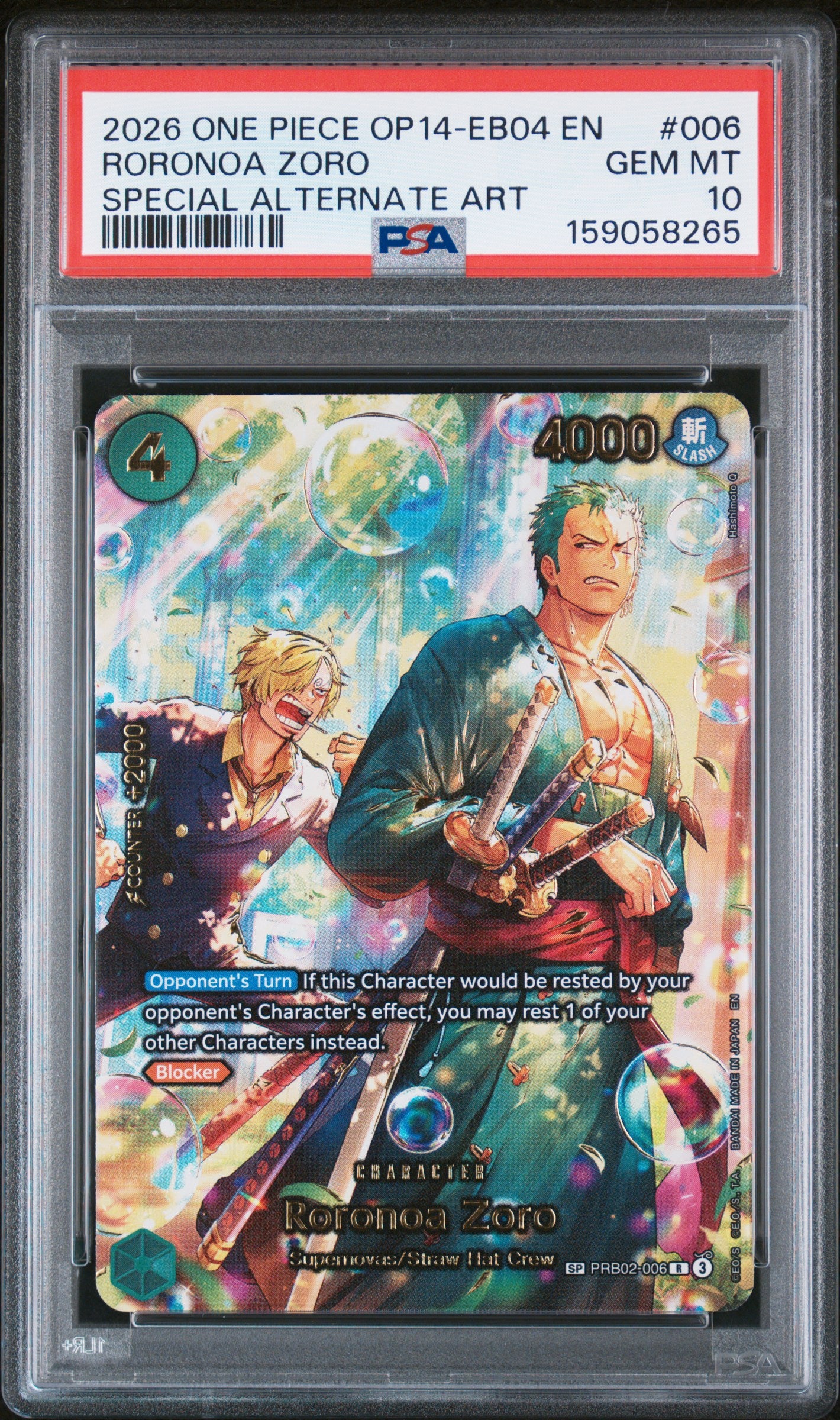 Roronoa Zoro SP (OP14) PSA 10