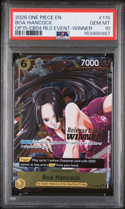 Boa Hancock Pre Release Winner (OP15) PSA 10