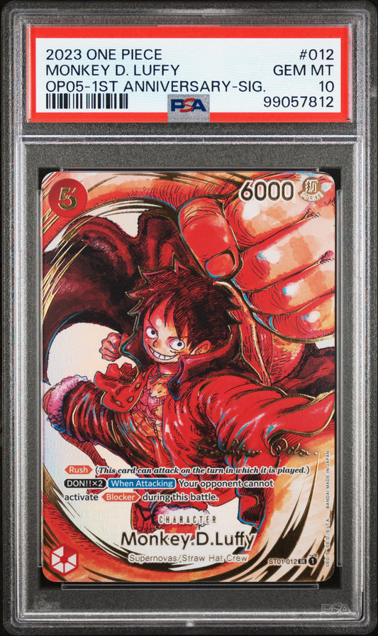 Monkey D. Luffy Oda Signature (OP05) PSA 10
