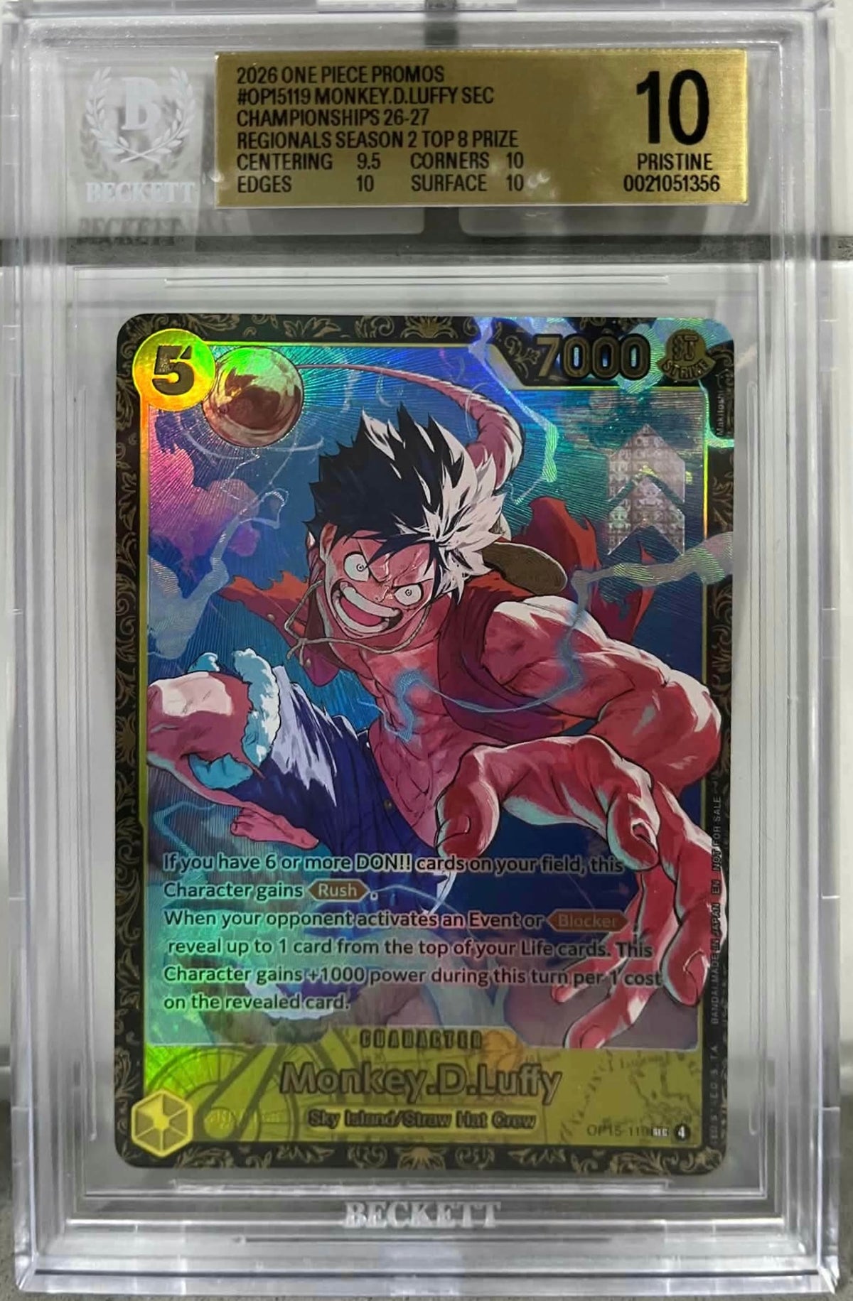 Monkey D. Luffy 2026-2027 Championship Top 8 BGS 10